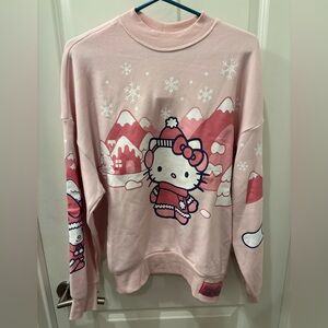 NWT Hello Kitty & Friends Pink snow scene holiday Sweatshirt - M